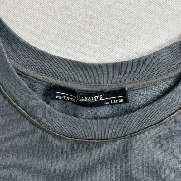 AllSAINTS Cari Leather Trim Panel Pullover Sweatshirt Gray Womens Size Large - Picture 4 of 8